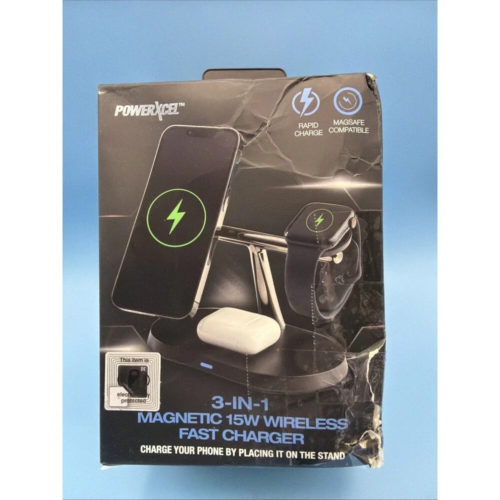Powerxcel 3-in-1 Magnetic 15w Wireless Fast Charger Brand Nice Gift New In Box